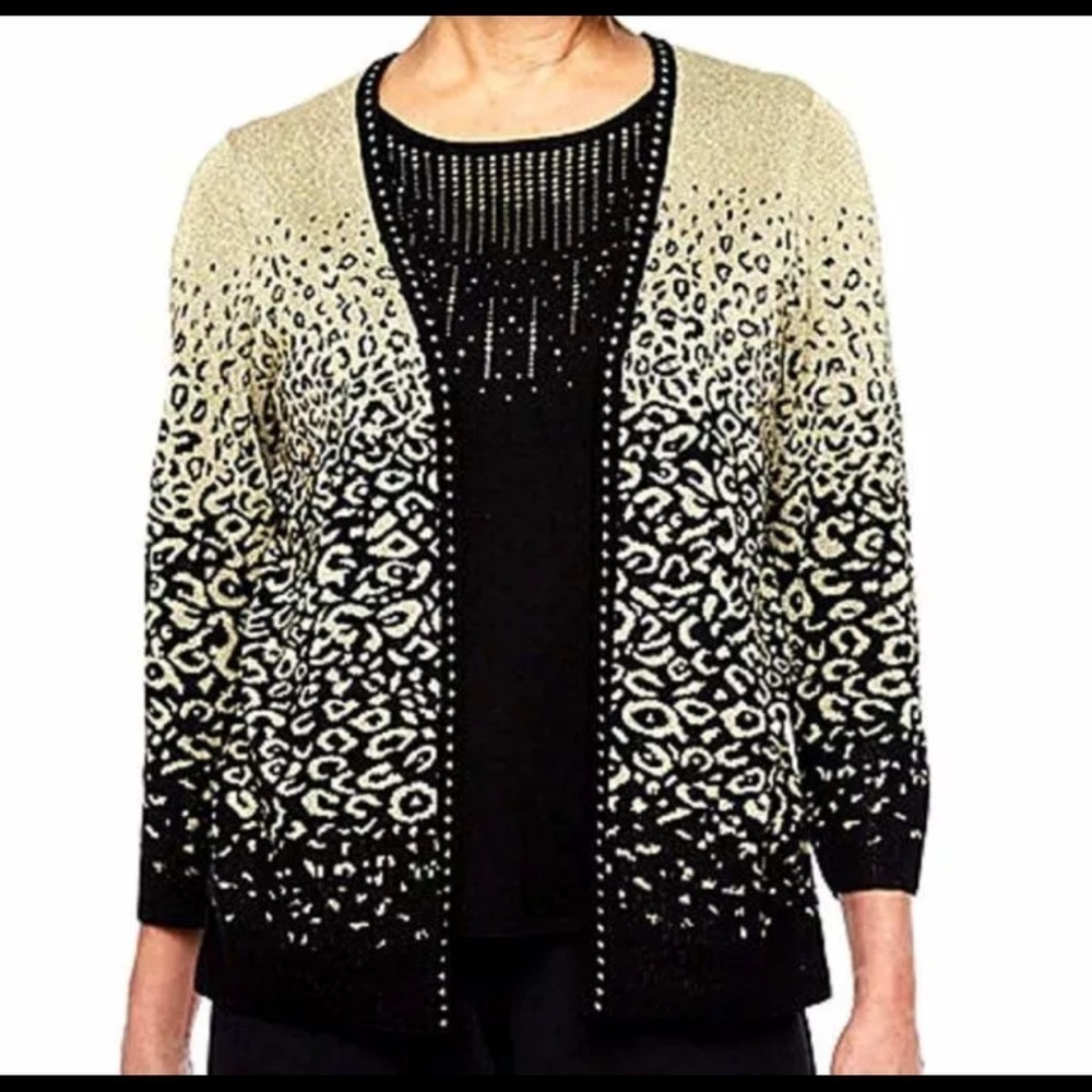 Alfred Dunner Classics petite median sweater cardigan top